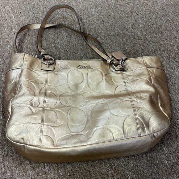 Coach Bags Coach Purse Gold Metallic Coach Tote Large Poshmark